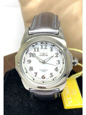 Invicta Women's Watch 5067 Swiss Quartz Mother of Pearl Dial Leather Strap 38mm